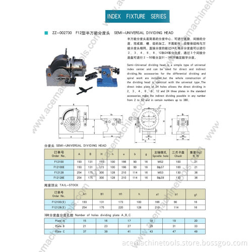 Index Fixture Series Semi-Universal Dividing Head